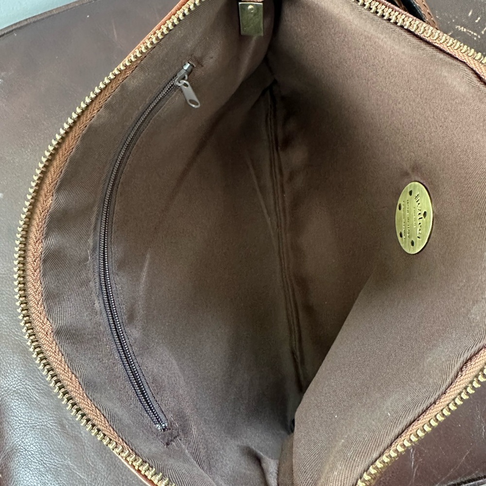 Pratesi Brown Italian Leather crossbody studded‎ Bag - Picture 7 of 9
